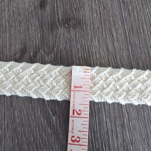 Tommy Hilfiger Cream Woven Knit Braided Belt 41.5" Long - Picture 5 of 5